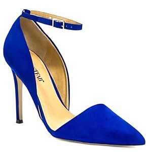 JustFab Cobalt Blue Pointed-Toe Ankle-Strap Stiletto